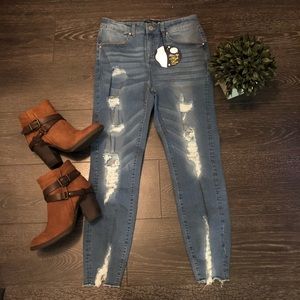 High Waisted Light Wash Denim
